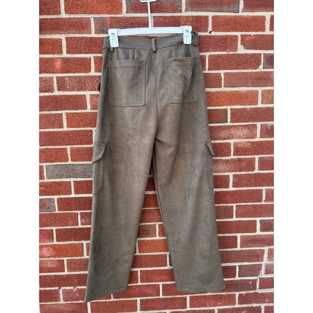 Counterparts Brown Faux Suede Cargo Pants Womens Small High Rise Straight Leg - Picture 7 of 7